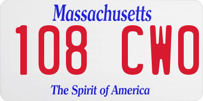 MA license plate 108CW0