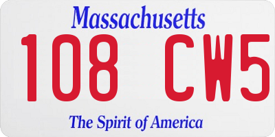 MA license plate 108CW5
