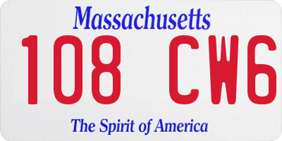 MA license plate 108CW6