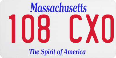 MA license plate 108CX0