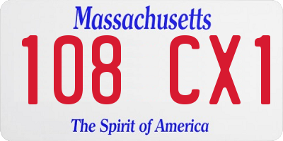 MA license plate 108CX1