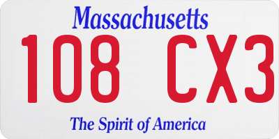 MA license plate 108CX3