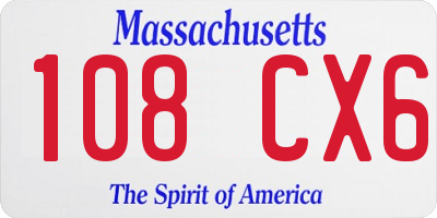 MA license plate 108CX6