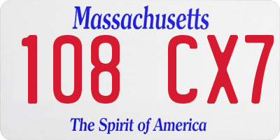 MA license plate 108CX7