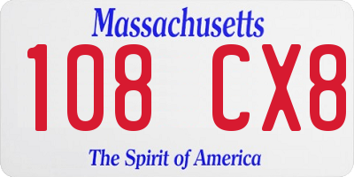 MA license plate 108CX8