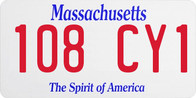 MA license plate 108CY1