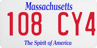 MA license plate 108CY4