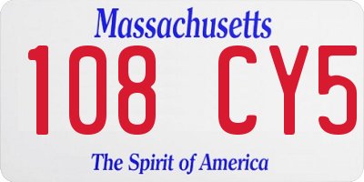 MA license plate 108CY5