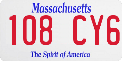 MA license plate 108CY6