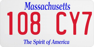 MA license plate 108CY7