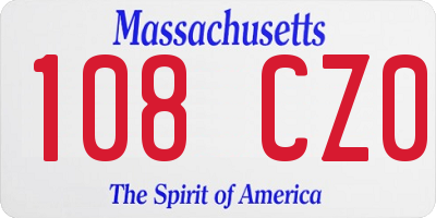 MA license plate 108CZ0