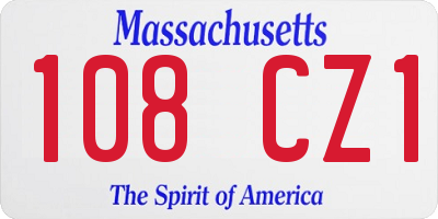 MA license plate 108CZ1