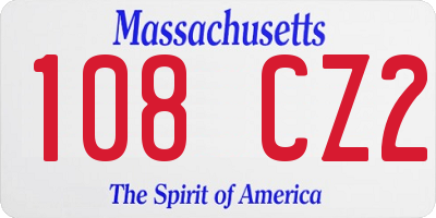 MA license plate 108CZ2