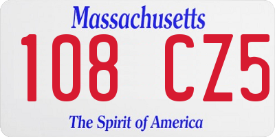 MA license plate 108CZ5
