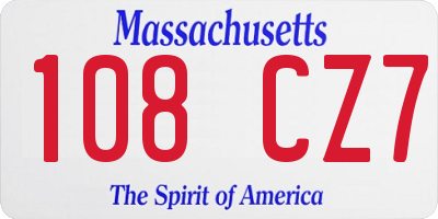 MA license plate 108CZ7