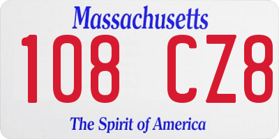 MA license plate 108CZ8