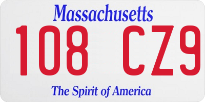 MA license plate 108CZ9