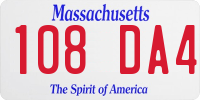 MA license plate 108DA4