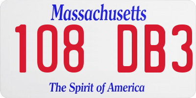 MA license plate 108DB3