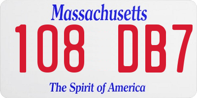 MA license plate 108DB7