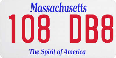 MA license plate 108DB8