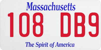 MA license plate 108DB9