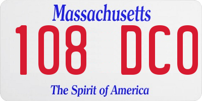 MA license plate 108DC0