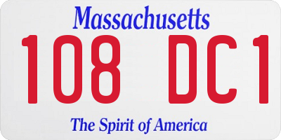 MA license plate 108DC1