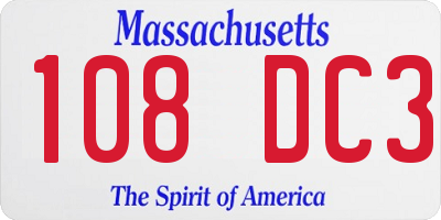 MA license plate 108DC3