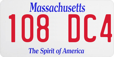 MA license plate 108DC4