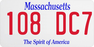 MA license plate 108DC7