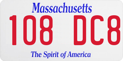 MA license plate 108DC8