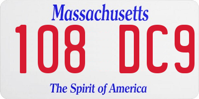 MA license plate 108DC9