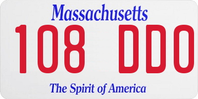 MA license plate 108DD0