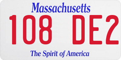MA license plate 108DE2