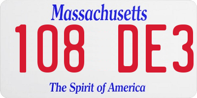 MA license plate 108DE3