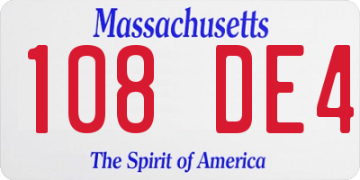 MA license plate 108DE4