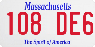 MA license plate 108DE6