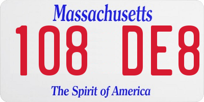 MA license plate 108DE8