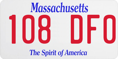 MA license plate 108DF0