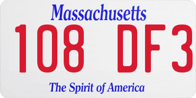 MA license plate 108DF3