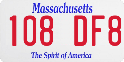 MA license plate 108DF8