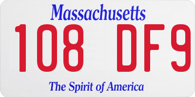 MA license plate 108DF9