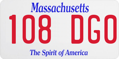 MA license plate 108DG0