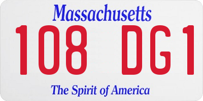 MA license plate 108DG1