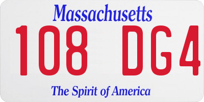 MA license plate 108DG4
