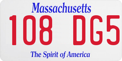 MA license plate 108DG5
