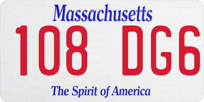 MA license plate 108DG6