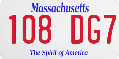 MA license plate 108DG7