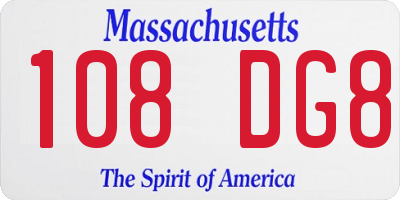 MA license plate 108DG8